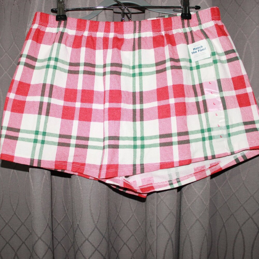 NWT Old Navy High Waisted Women's Red Plaid Waffle Pajama Shorts